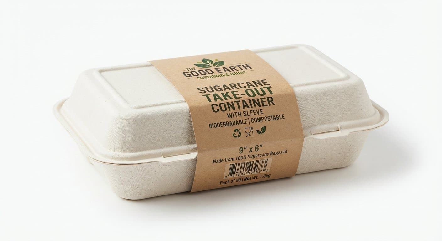 Sugarcane Take-Out Container with Sleeve